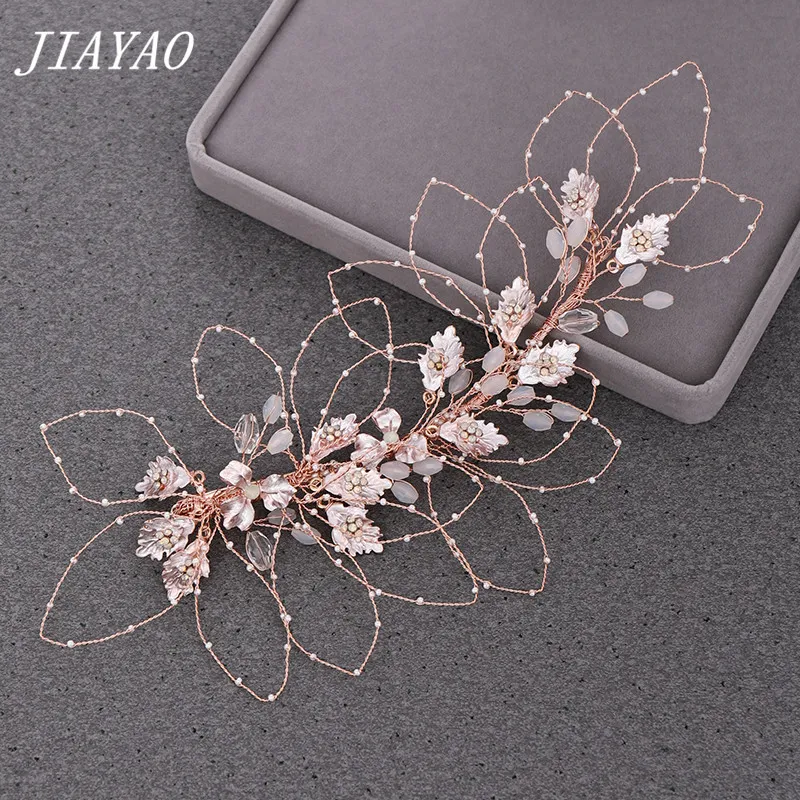 Rose Gold Rhinestone Leaf Tiara: Elegant Wedding Hair  display picture 2