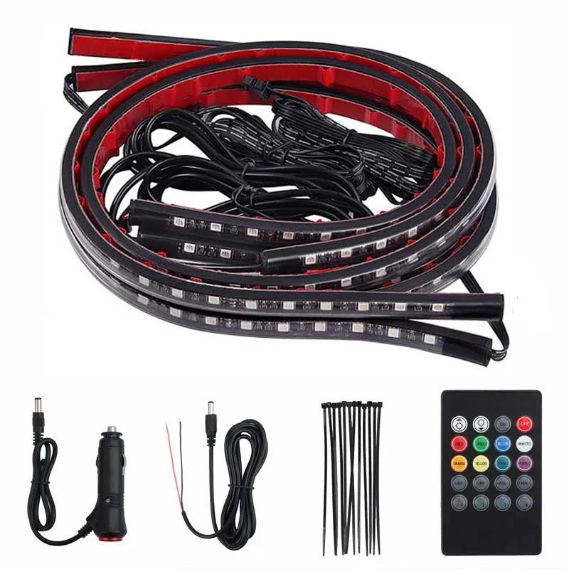 Car Bluetooth Underglow Light Wireless Chassis Light 90x120cm Atmosphere Decorative Bar Lights Remote Lighting Kit with Sound Control