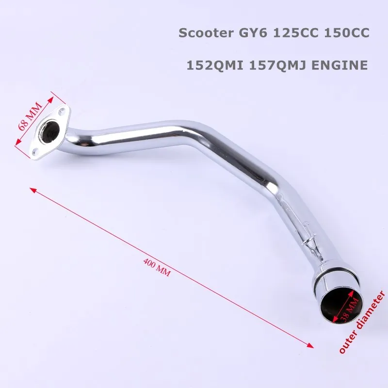 GY6 125CC 150CC Engine Exhaust Pipe Muffler Header With Mounting