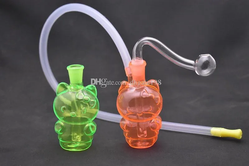 Mini Red cat glass oil rig bong Beaker borosilicate Cartoon water oil burner pipes with 10mm glass oil bowl for smoking Free Shipping
