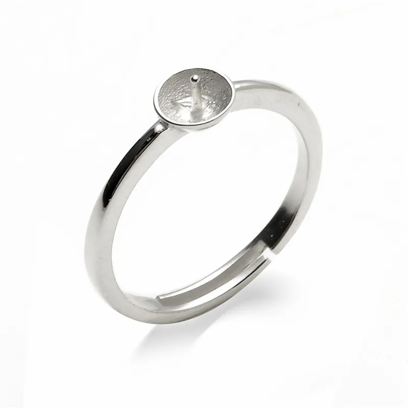 Simples anel Descobertas jóias de prata esterlina 925 estampados para DIY Fazendo Anel Pérola Mount 5 Pieces