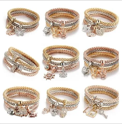 Crystal Uil Kroon Hart Armbanden Strass Olifant Schedel Muziek notities vlinder Key lock Levensboom Charm Bangle Sieraden