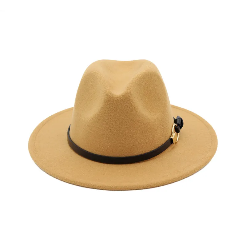 Fashion-t Jazz Cap Hat Wide Brim Panama Fedora Hats with Leather Band Iron Hoop Men Women Unisex Trilby Church Formal Top Hat