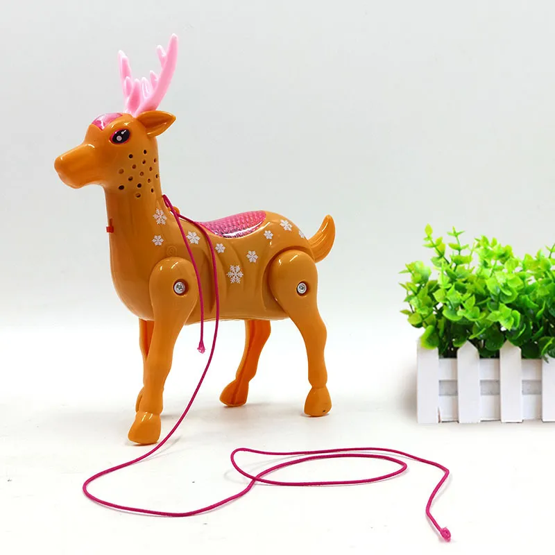 Plum Deer concert stall slot rope pull line sprouts pet selling walking flashing music gift glowing children electric toys