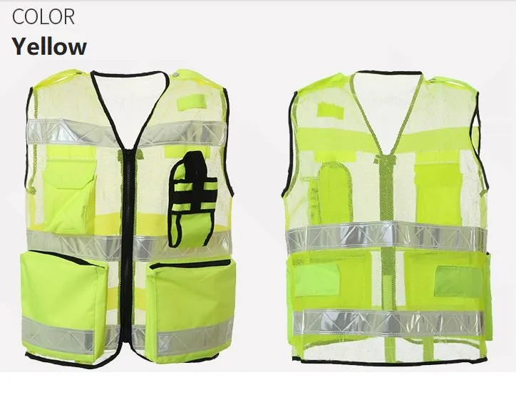Warnweste Air Crew grün-gelb reflektierend mit Taschen und