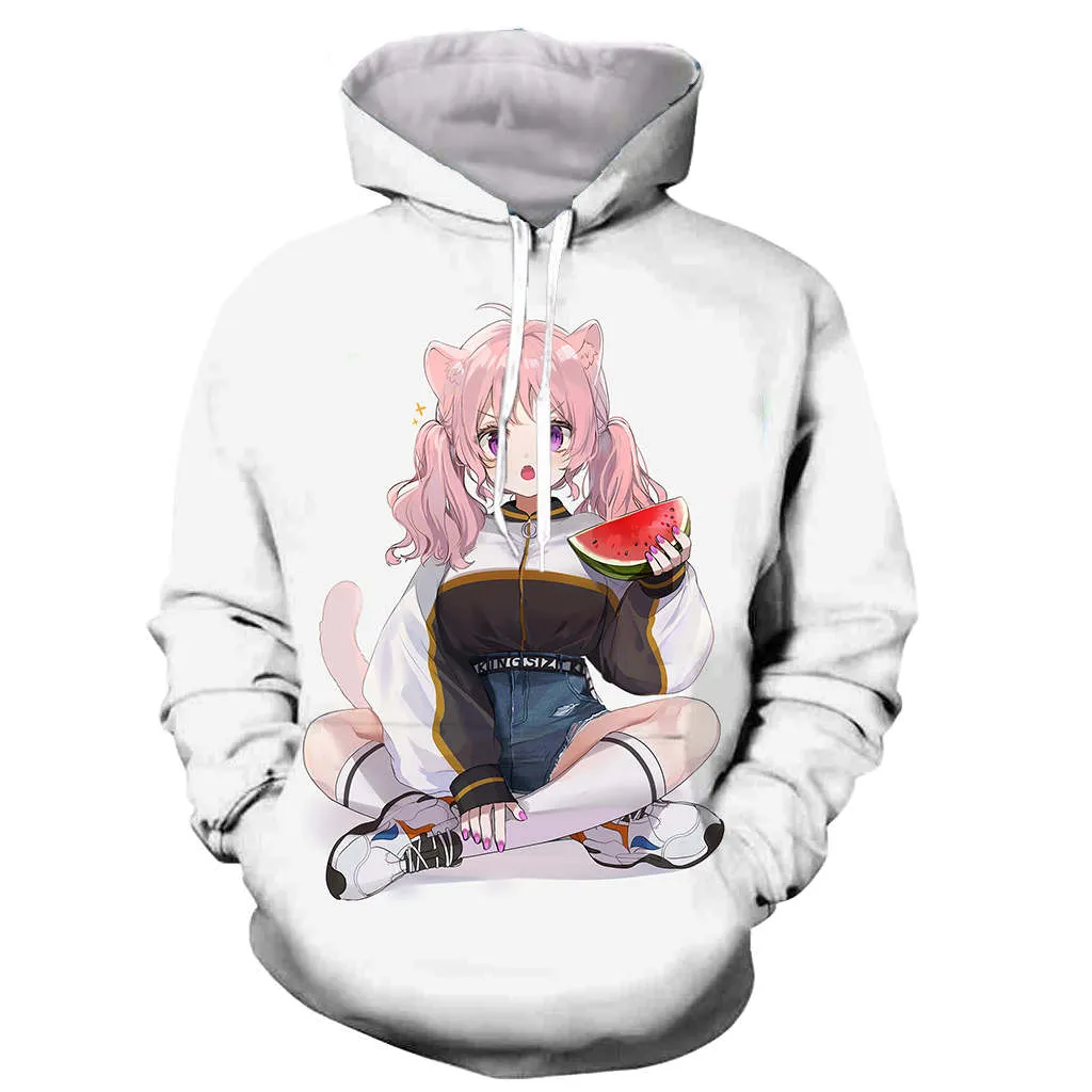Anime Neko Cat Girl 3D Hoodies Galaxy Space Goku Vegeta Print