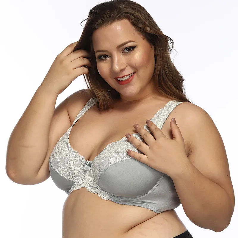 Women Unlined Full Coverage Bras Plus Size Brassiere Embroidery No