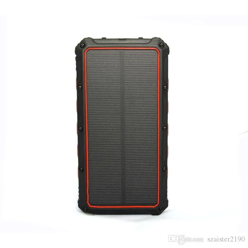 Banques d'énergie solaire 16000mAh chargeur étanche Portable powerbank double batterie externe USB