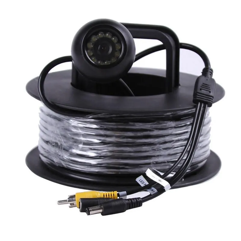 CR-006P PAL NTSC onder watercamera visserijcamera met 12pcs 2W witte LED's 20 tot 100 m kabelcamera - NTSC 100M