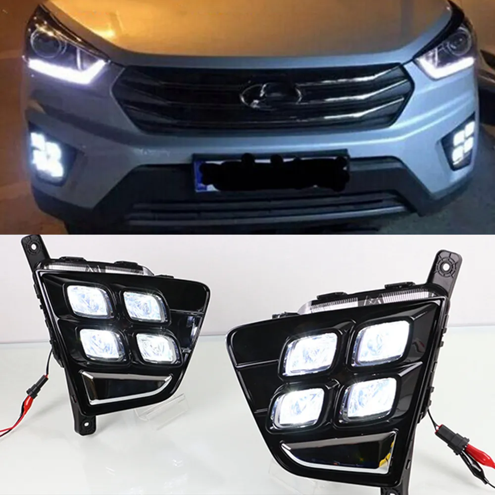 Accesorios 2 Piezas De Coche Para Hyundai IX25 Creta 2014 2015 2016  Impermeable ABS 12V LED Luz Corriente Diurna DRL Niebla Decoración De La  Lámpara De 72,39 €