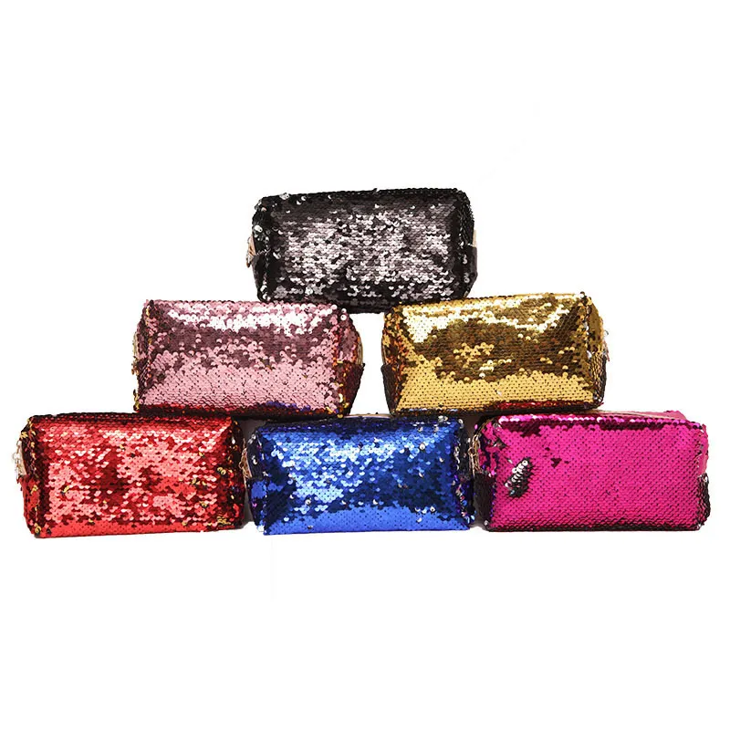 Sac à cosmétiques à paillettes, sacs de rangement de maquillage, sac à main sirène, portefeuille à paillettes, pochette à fermeture éclair pour femmes, livraison gratuite