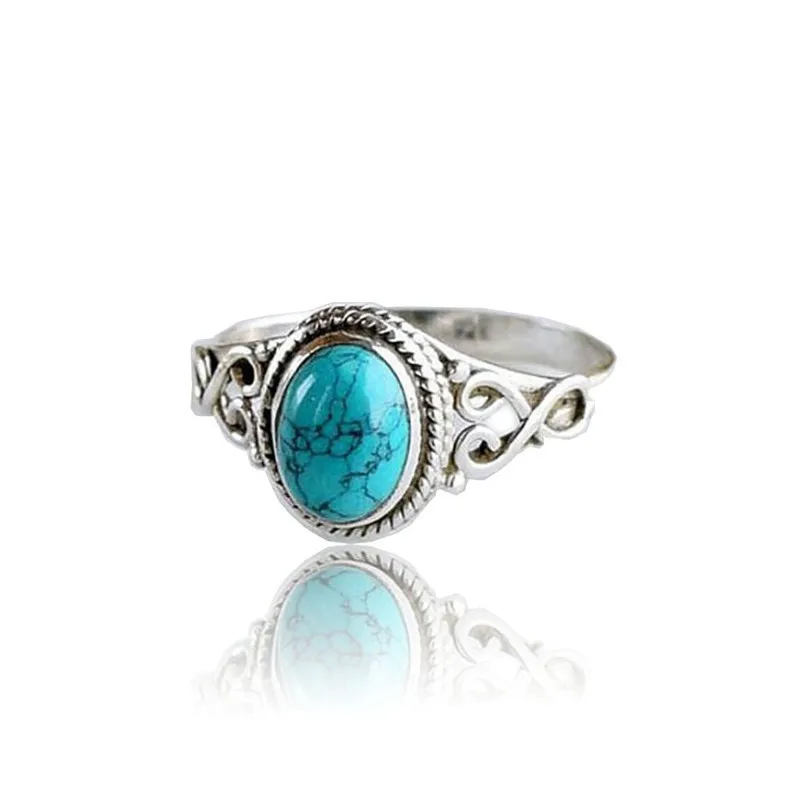 Vintage natuurlijke edelsteen turquoise ring mannen en vrouwen roestvrijstalen ontwerper pop-sieraden