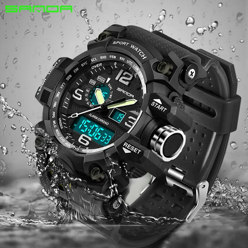 SANDA 742 Mens Watches Top Brand Luxury Waterproof Sport Watch Men
