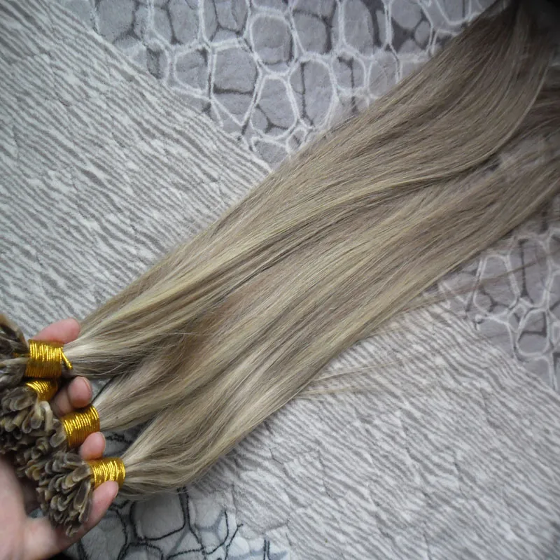 10 "-26" HOT Estensioni dei capelli alla cheratina Punta del bastone vergine brasiliana dritta Estensioni dei capelli umani 200g Estensioni dei capelli con punta a U Capsule umane