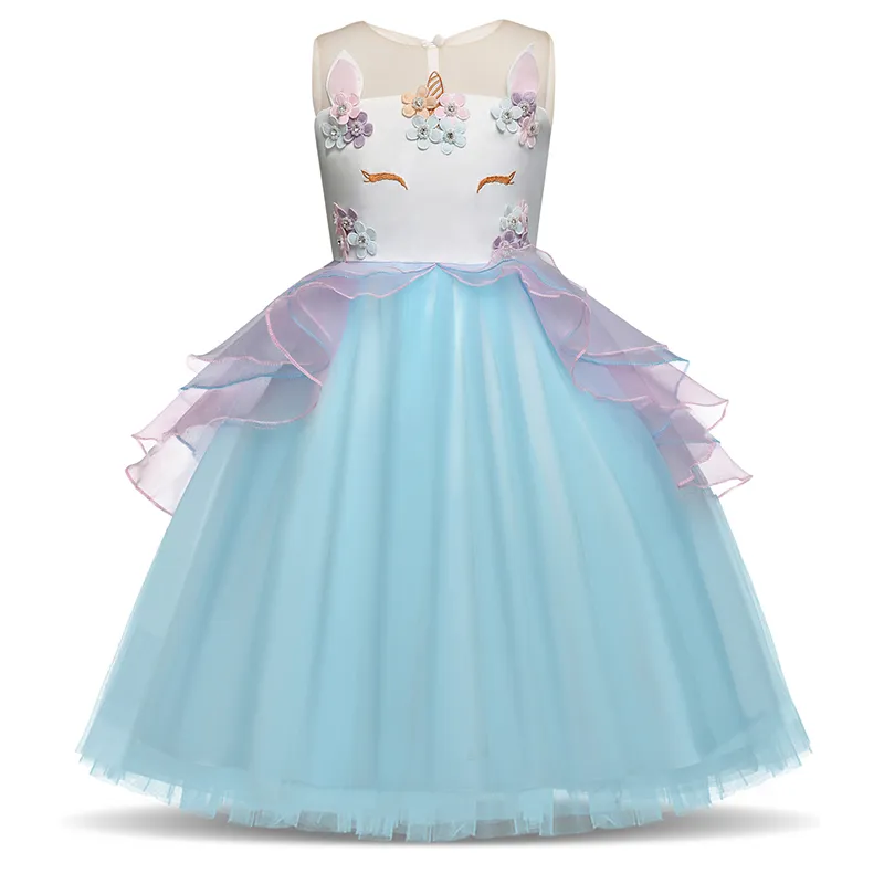 Vestido unicornio para niñas bordado 5 6 7 años de adolescencia del niño princesa del traje Vestido unicornio para niñas bordado 5 6 7 años de adolescencia del niño princesa del traje