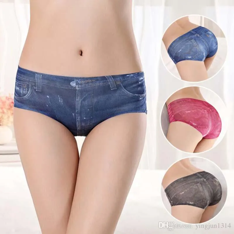 New Ultra-thin Women Seamless Traceless Fashion Underwear Women Panties Briefs Imitation Denim Shorts Underpants