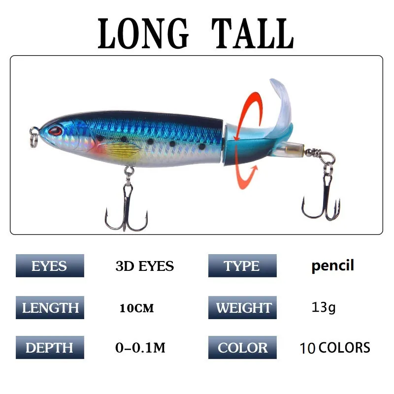 Soft Rotating Tail Plopper Lure 100mm/13g Top Line Water