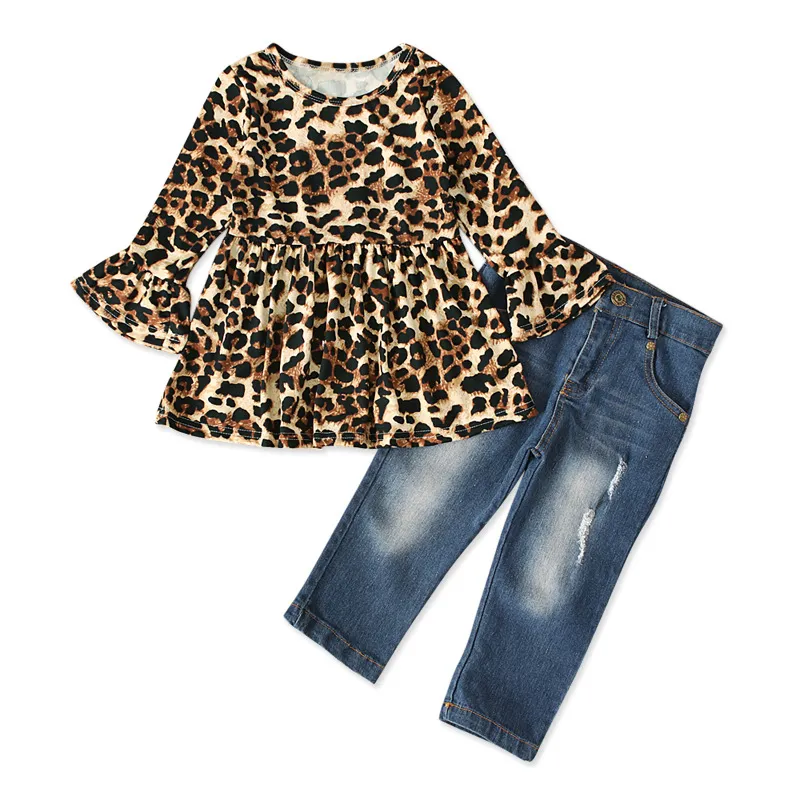 Девушки с двумя швейцами набор леопардовых зерновых джинсов брюки