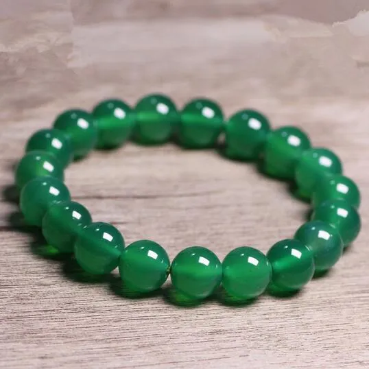 10mm Pedras Naturais Pulseira de Ágata Verde Onyx De Cristal De Quartzo Rodada Bead Homens Mulheres Pulseira de Cura Reiki Energia Presente Sorte Jóias