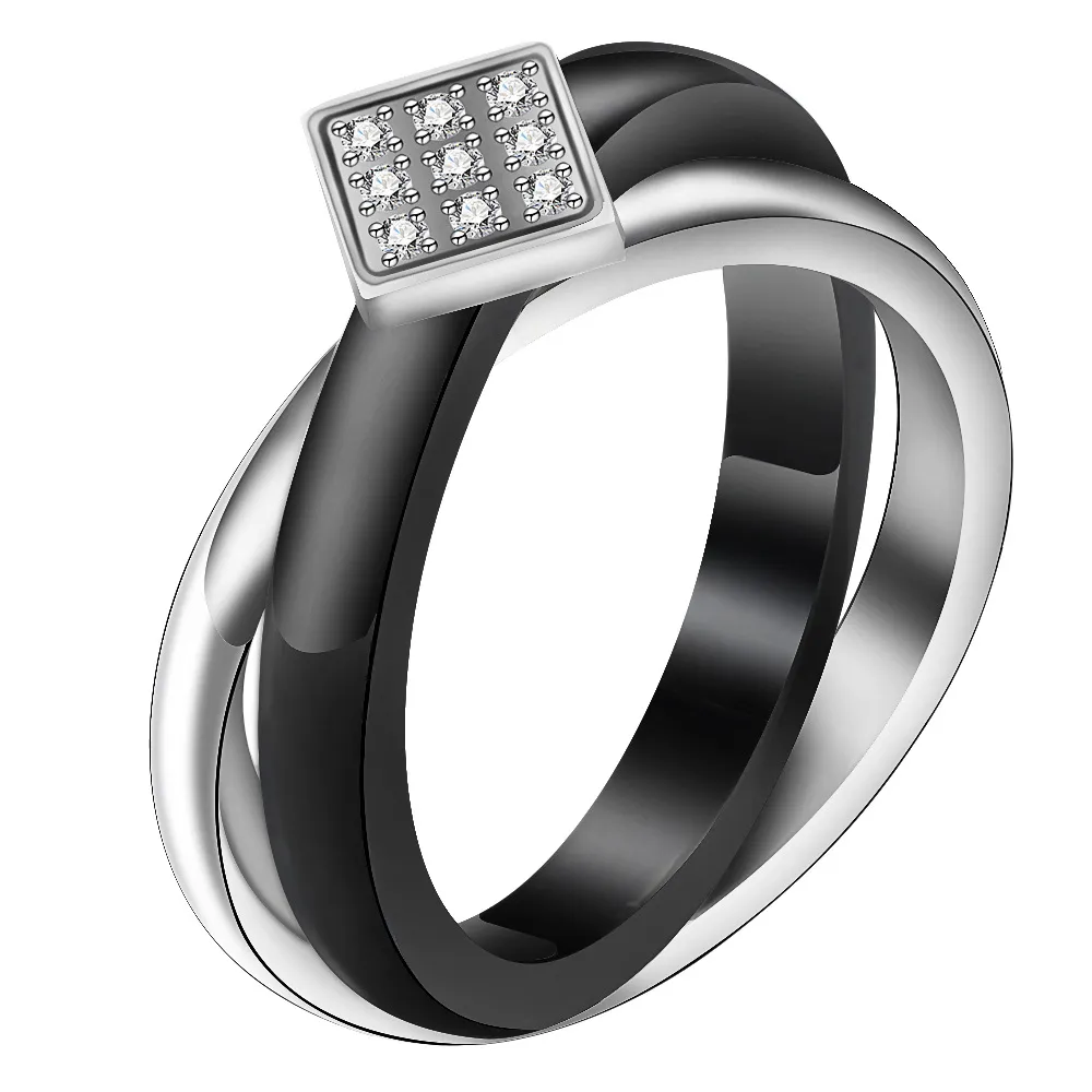 Nieuwe Mode Guys CZ Cubic Zirconia Titanium Rvs en Keramische Kruis Dames Ring Jongens Liefhebbers Sieraden Geschenken te koop Groothandel