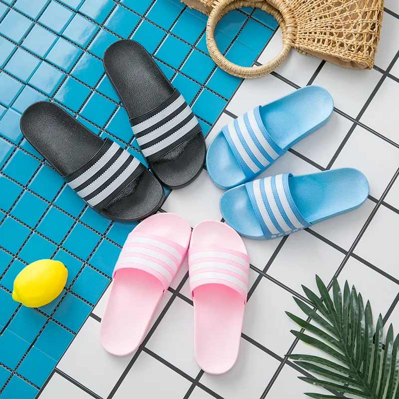 Sommar hem tofflor kvinnor män inomhus platta skor randig design älskare badrum slipper casual beach slipper