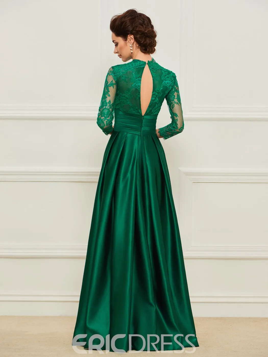 Modest Mermaid Mother of Bride Dresses 2024 Jewel 3 4 Sleeve Hollow Lace Applique Sweep Train Evening Gowns