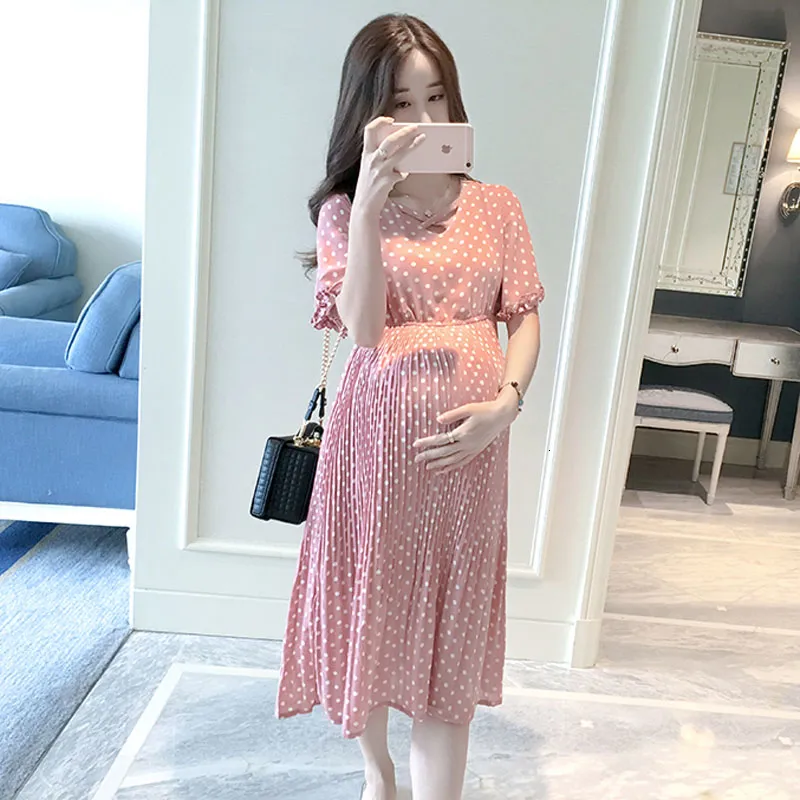 Maternity Chiffon Black Maternity Dress With V Neck And