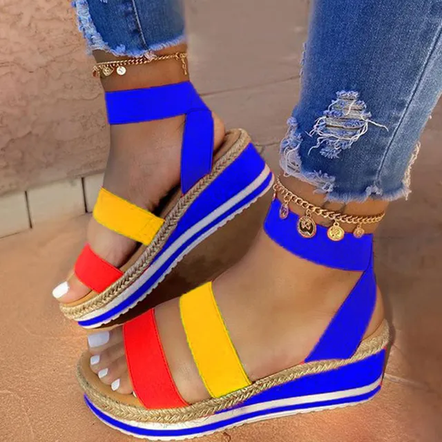 2020 8 couleurs femmes sandales t serpent chaussures compens es impression ethnique mode d contract lacets femmes chaussures plage dames grande