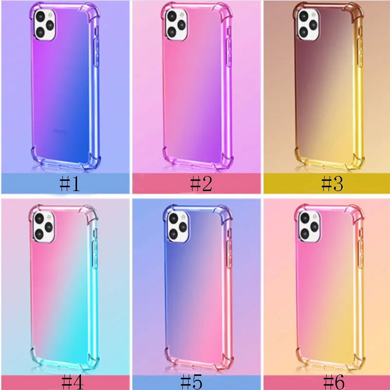 Gradient Colors Airbag Soft Clear Cases Anti Shock Cover for iPhone 12 11 Pro MAX XS XR Samsung Note 20 Ultra S20