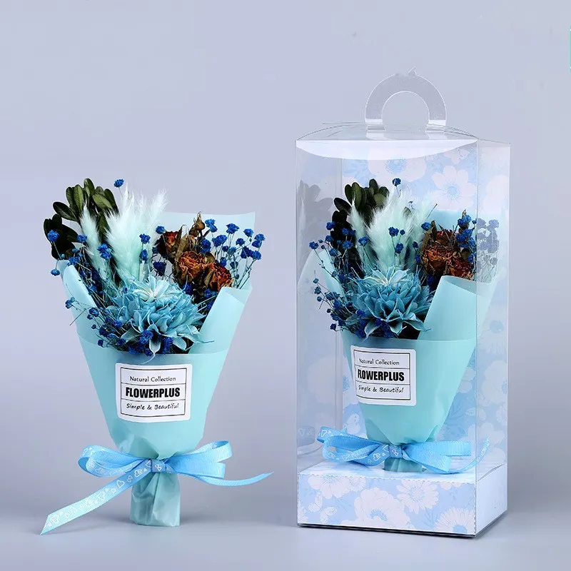 Mother's Day Dried Flower Bouquet Box Artificial Dried Flowers Bouquet Mother's Day Mini Bouquet PVC Gift Box