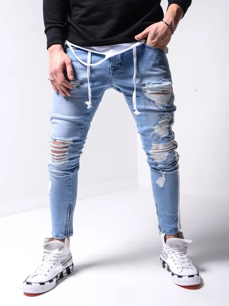 Azul Claro Azul Boyfriend Jeans Hombre Hip End Pantalones Apretados Hombre Slim De € | DHgate