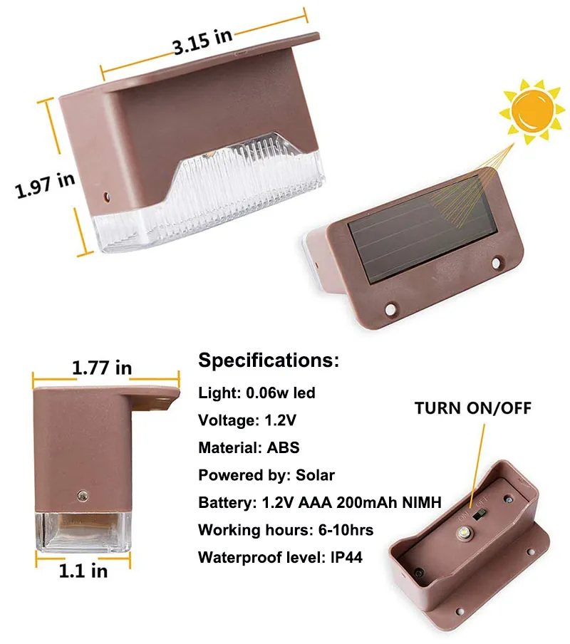8-Pack Solar Deck Lights - Waterproof LED Step Lights For Stairs, Fence, Garden