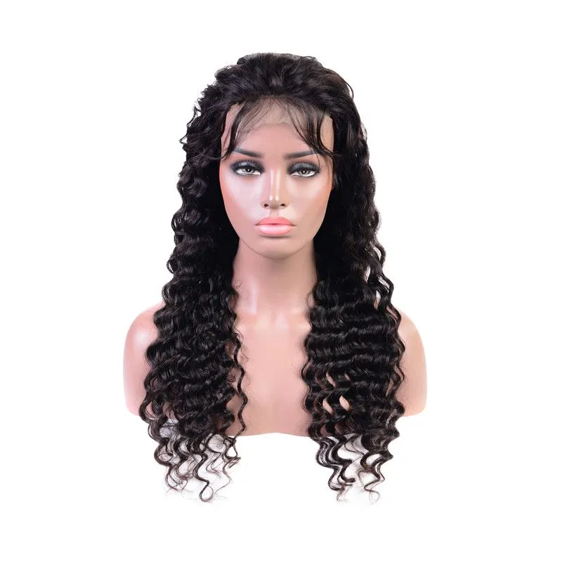 Brasileiro 100% cabelo humano onda profunda 13x4 perucas dianteiras do laço 8-24 polegada cor natural peruca encaracolada cor natural