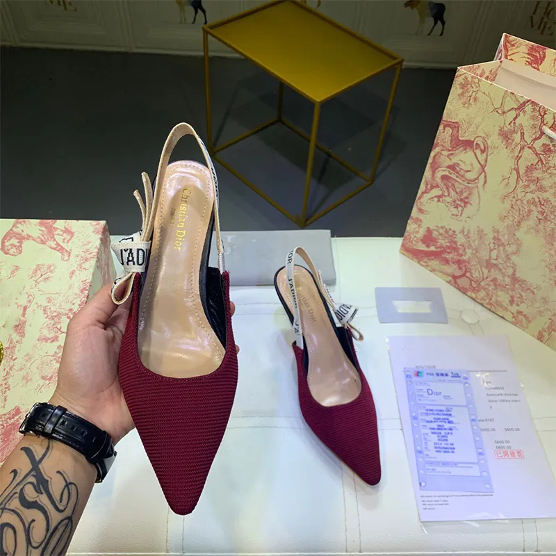 2020 Vente de l t chaud High End Femmes rouge Talons Escarpin Sandales bride arri re Pompes en tissu technique avec ruban Taille 34 40