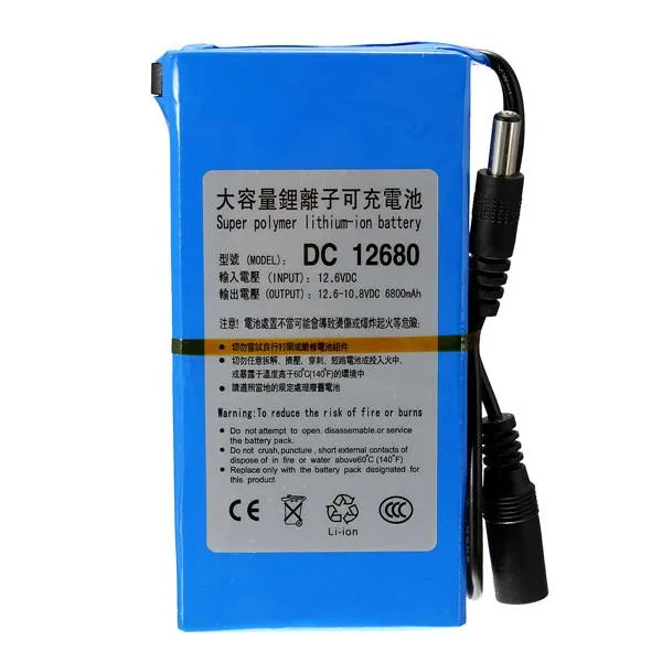 6800mAh DC 12V Super Protable Interruttore ricaricabile Batteria agli ioni di litio Spina UE videocamere videocamere