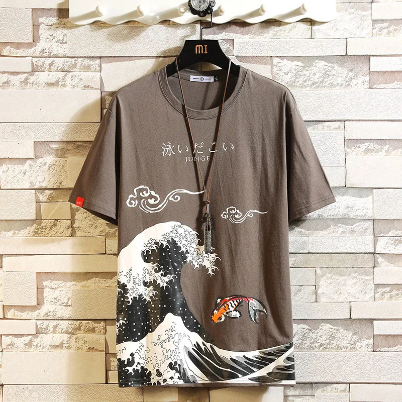 Men's T-shirts Mens Fashion Anime Print Oversized Hip Hop Cotton Tees o Neck Summer Japanese Male Causal Loose Tops