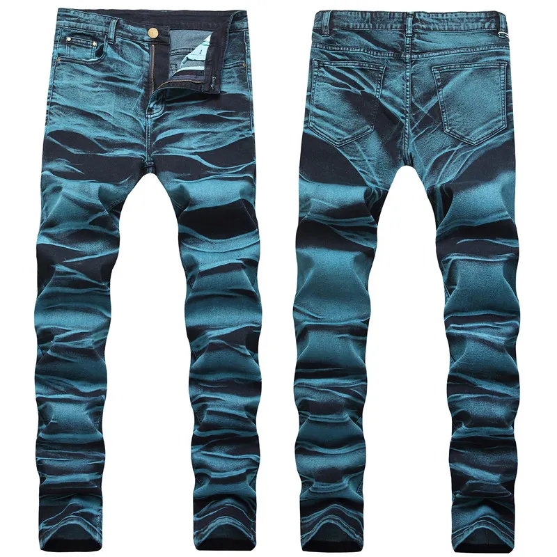 Mäns Distressed Ripped Skinny Jeans Fashion Mens Jeans Slim Motorcykel Moto Biker Mens Denim Byxor Hip Hop Men Jeans 1603