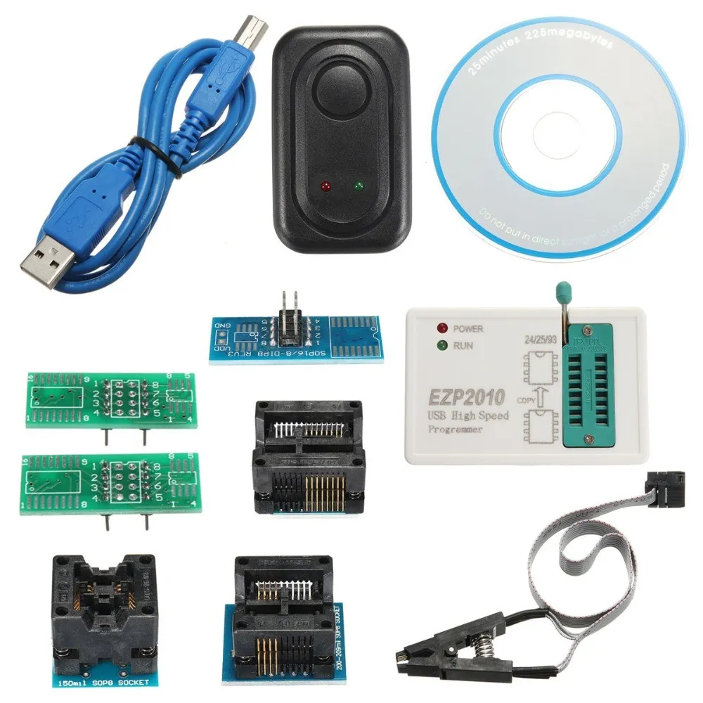 Livraison gratuite EZP2010 Câble USB EEPROM haute vitesse SPI BIOS Programmeur Support Prise CD 24Cx 25Cx 93C Ensemble de circuits intégrés Composants actifs