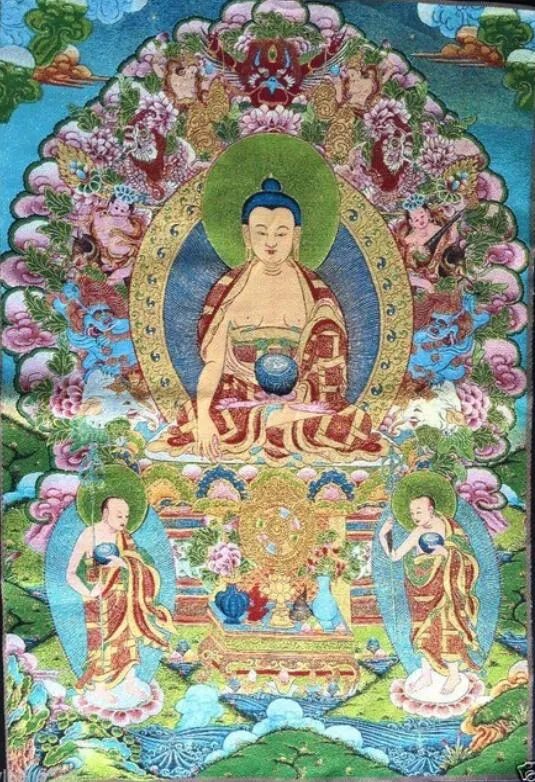 35 "Tibet İpek Shakyamuni Buda Boyama Tangka Thangka Mural