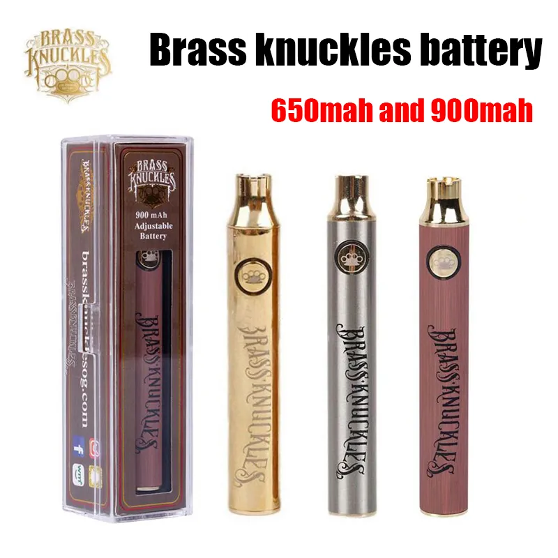 Brass Knuckles 650mAh Buona 900mAh legno SS Vape Pen Preriscaldare VV tensione variabile della batteria per 510 Thick olio cartuccia del carro armato