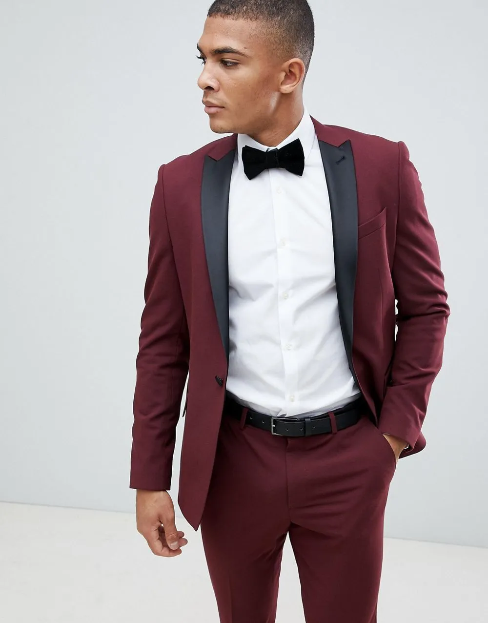 Vin rouge hommes costumes mariage marié coupe ajustée costumes formel bal Groomsman Tuxedos costumes sur mesure garçons Jacket245b