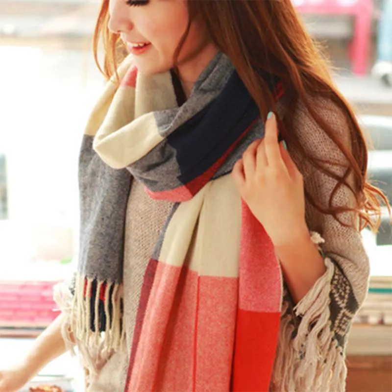 Ny kvinnors vinter halsduk för kvinnor halsduk och sjal varm kvinnlig rutig halsdukar sjal echarpe drop
