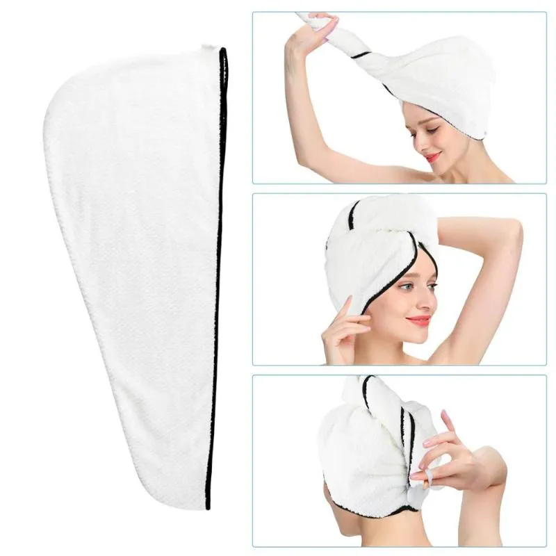 Hår snabb torkhandduk med hårtork för kvinnor, anti-frizz snabb torr magisk huvud turban hatt, super absorberande, vit