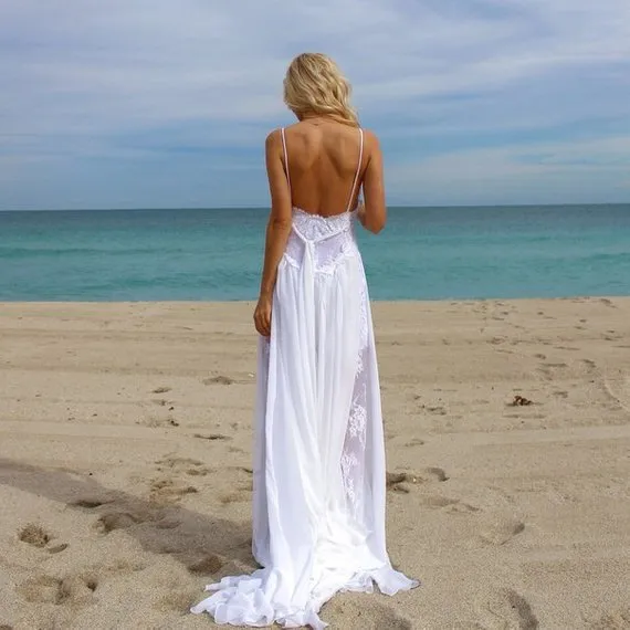 Robes De Mari e De Plage Boho Pas Cher Salut Bas Devant Court En