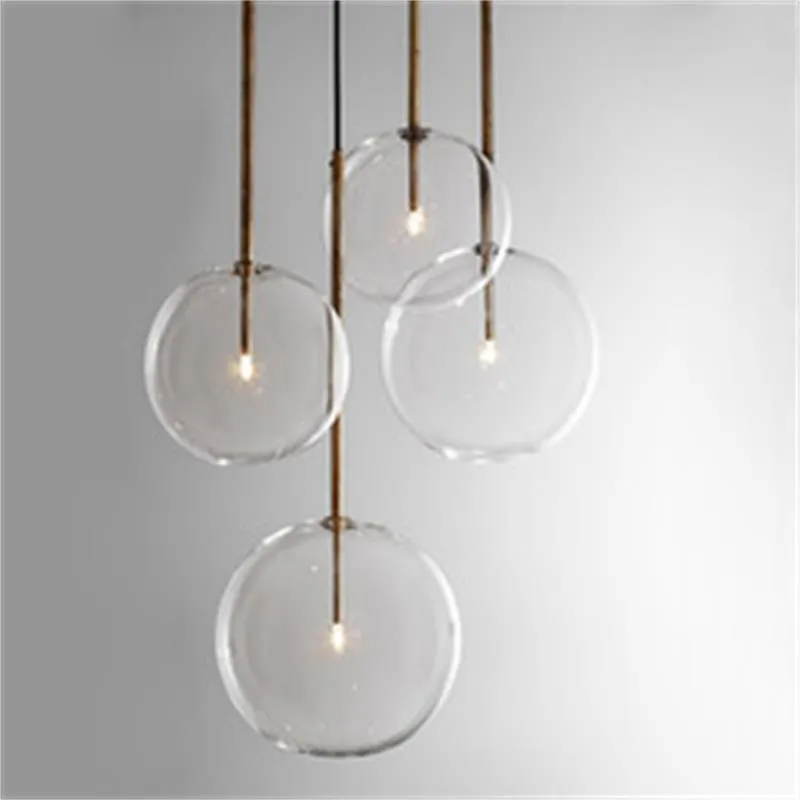 Lámpara colgante con bola de cristal moderna y sencilla LED E27, lámpara colgante europea con 8 estilos para dormitorio, restaurante, salón de cocina