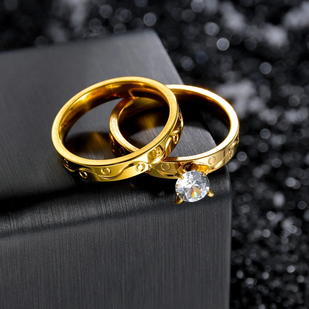 2020 Promise Godly Wedding Ring Set For Couples Crystal Titanium