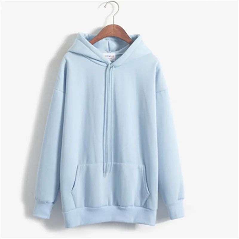 Kvinnor hoodies poleron mujer fleece hajuku pastellfärg solid hooded kpop koreanska stil sweatshirts casual moletom pullovers