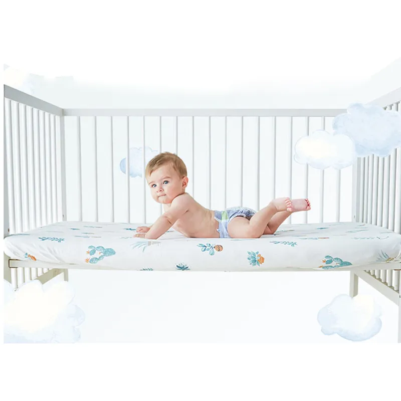 2019 gorące dzianiny bawełniane bawełniane arkusze łóżeczko dziecięce Oddychające dziecko łóżko Materac Pokrywa Protector Soft Crib Arkusze Noworodka Pościel