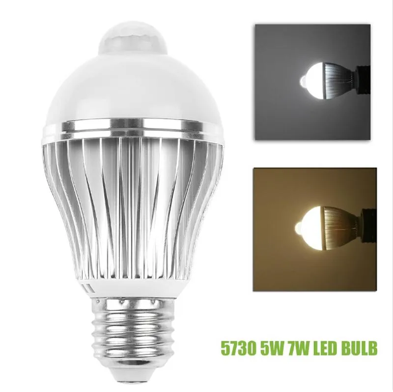 LED Light Bulb E27 Pir Auto Motion Sensor Led Bulbs SMD5730 5w/7w 110lm