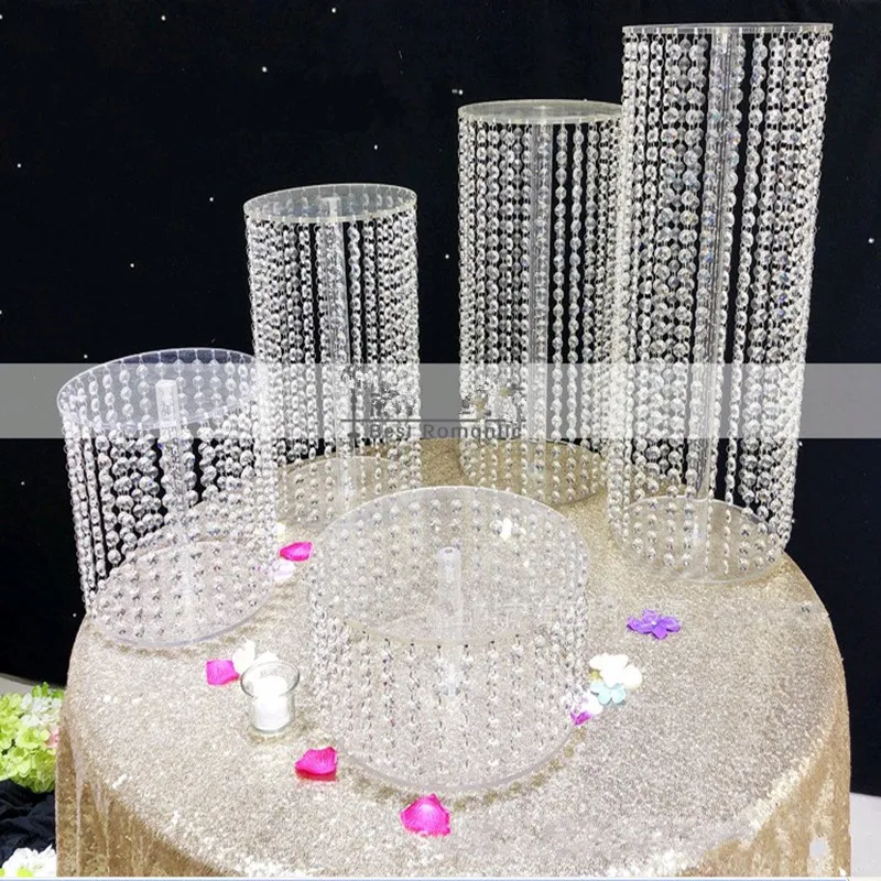 New Hot Luxury Crystal Acrylic Cake Stand Wedding Table Top Decoration Centerpieces Cake Display för födelsedagsfesttillbehör